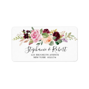 Etiqueta Casamento Plum Purple Blush Botânico