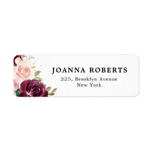 Etiqueta Casamento Plum Purple Blush Botânico