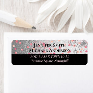 Etiqueta Casamento prateado de Rosegold, Rosa-Rosa-Preto-Pr
