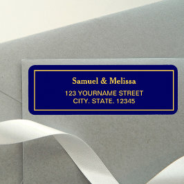 Etiqueta Casamento Real Azul e Dourado