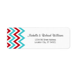 Etiqueta Casamento Red e Aqua Chevron & Lovebird Modern