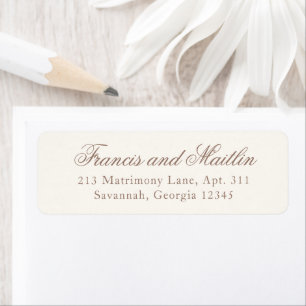 Etiqueta Casamento Romântico Marrom Elegante
