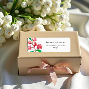 Etiqueta Casamento Rosa Magnolia Floral Branca