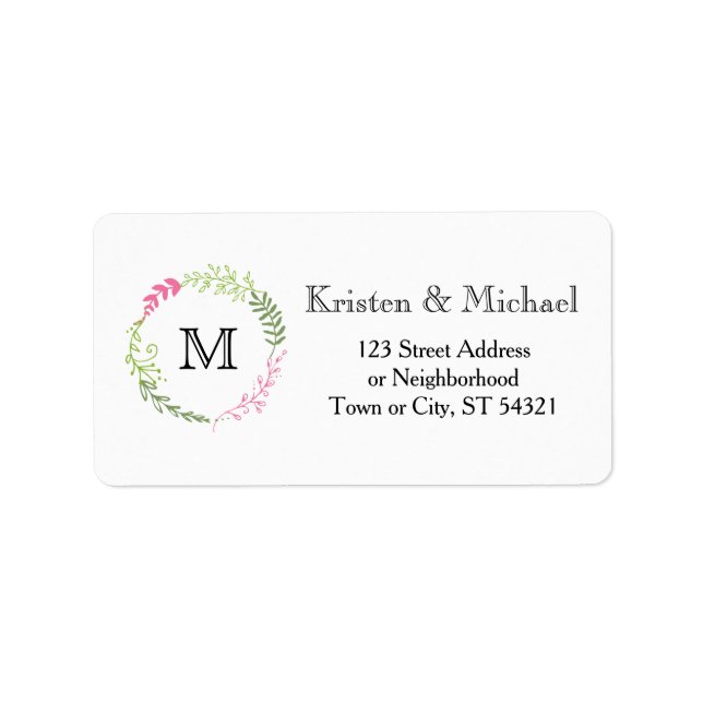 Etiqueta Casamento Rustic Bohemian Primavera Foliage Wreath (Frente)