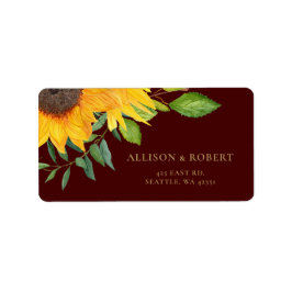 Etiqueta Casamento Rustic Burgundy Sunflower