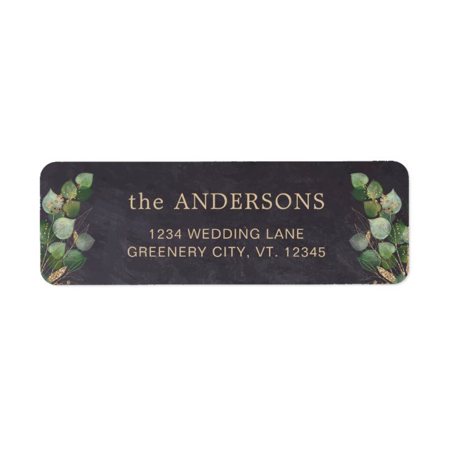 Etiqueta Casamento Rustic Chalkboard Eucalyptus Greenery (Frente)