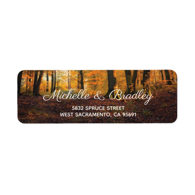 Etiqueta Casamento Rustic Country Autumn Fall Woodland (Frente)