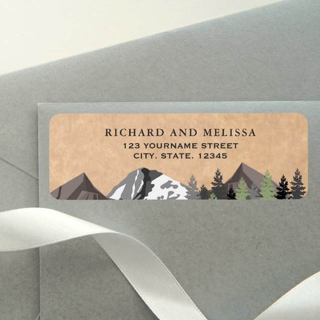 Etiqueta Casamento Rustic Kraft Mountain (Criador carregado)