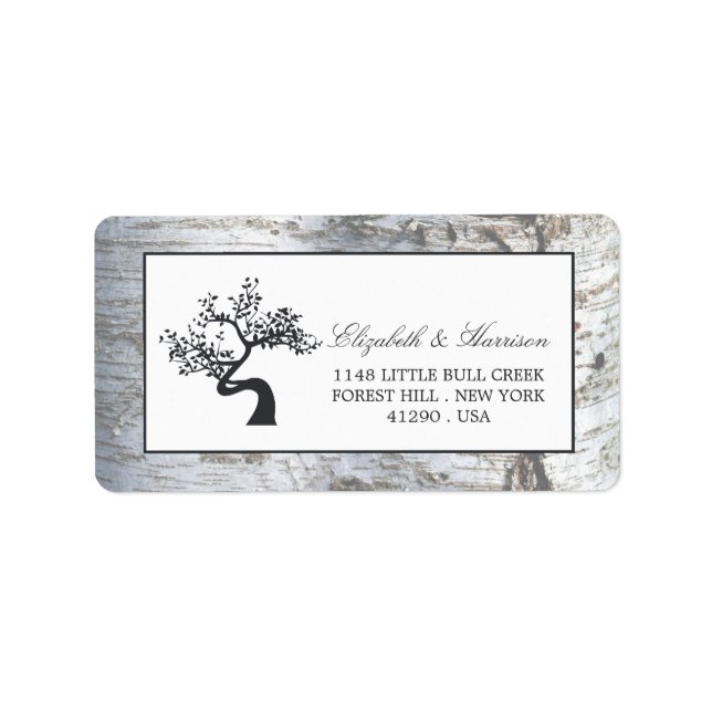 Etiqueta Casamento Rustic Silver Birch Tree (Frente)