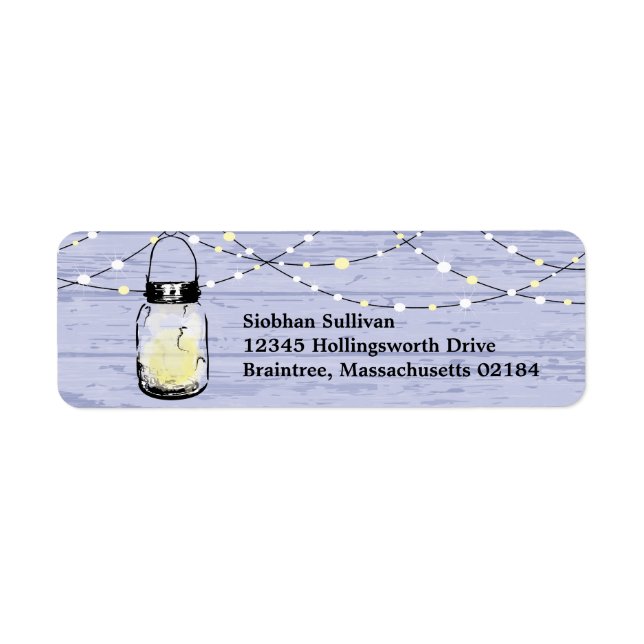 Etiqueta Casamento Rustic Wood Hanging Mason Jars and Light (Frente)