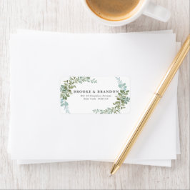 Etiqueta Casamento Rústico Aquarela Eucalipto Verde Suave