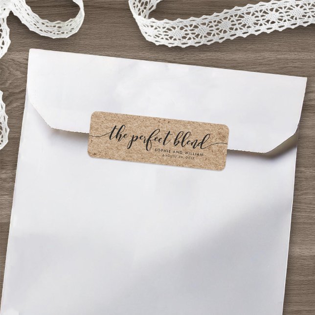 Etiqueta Casamento Rústico Faux Kraft Script A Combinação P (Criador carregado)