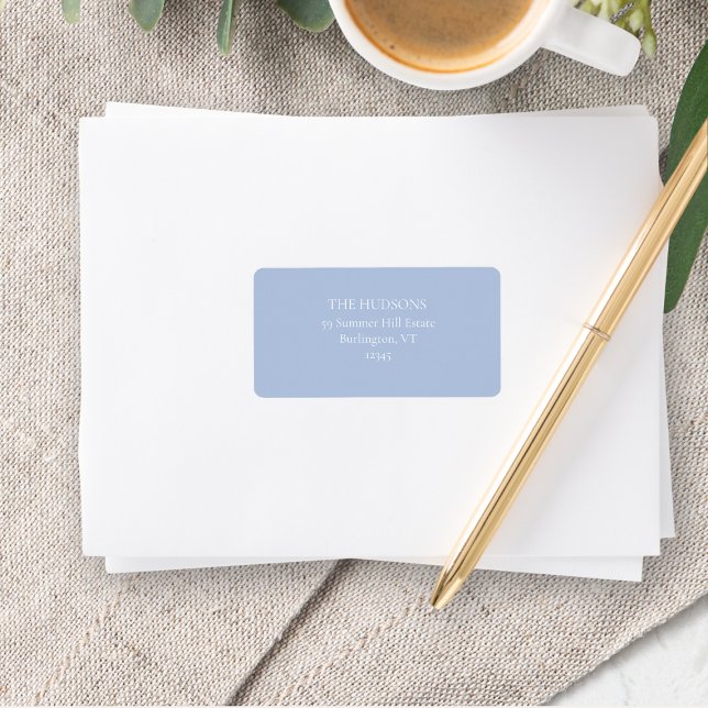 Etiqueta Casamento Simples de Azul e Branco (Criador carregado)