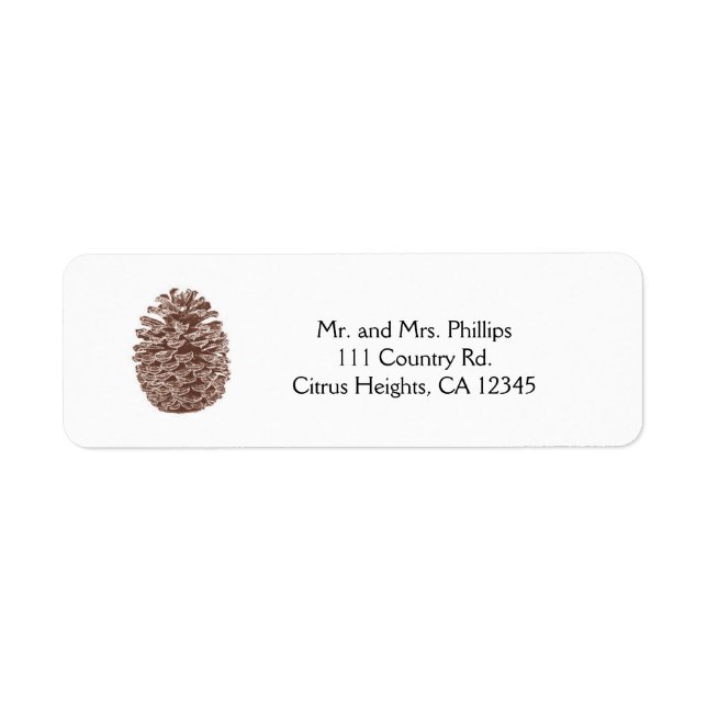 Etiqueta Casamento Simples de Campo Rustic Pine Cone Elegan (Frente)