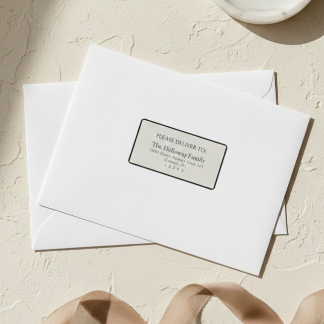 Etiqueta Casamento Simples Sérif Clássico Marfim (Simple Ivory Classic Serif Wedding Label)
