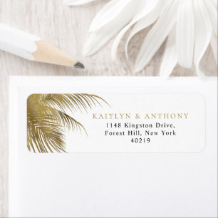Etiqueta Casamento Tropical de Palmeiras Elegante