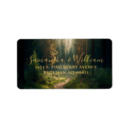 Etiqueta Casamento Verde da Floresta Pine Tree