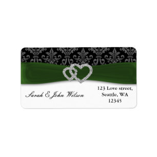 Etiqueta casamento verde diamante damask