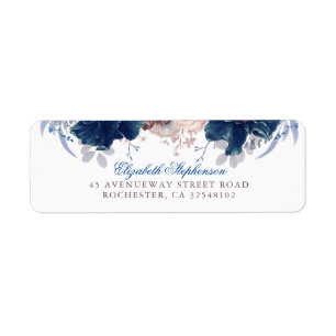 Etiqueta Casamento vintage azul Marinho e azul Mauve Floral