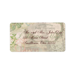 Etiqueta Casamento vintage de Colagem do Casamento Floral