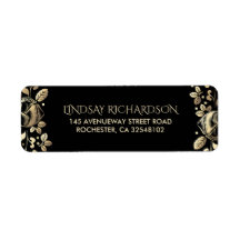 Casamento vintage Floral Dourado e Preto