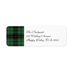 Etiqueta Casamento Vintage, Padrão Moderno Tartan Davidson