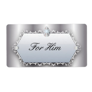 Etiqueta Casamento vintage para ele romântico de prata da