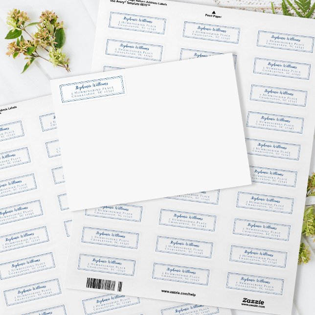 Etiqueta Casamentos simples RSVP Endereço de devolução Blue (Criador carregado)