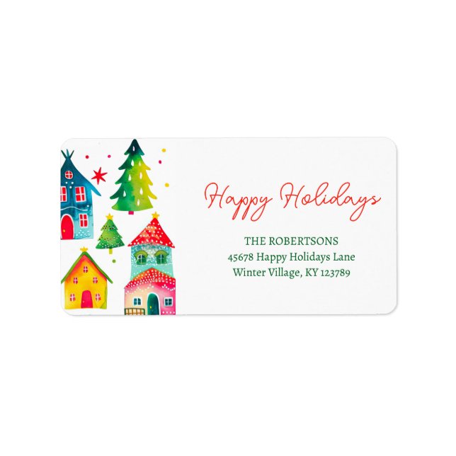 Etiqueta Casas de Natal Felicidades (Frente)