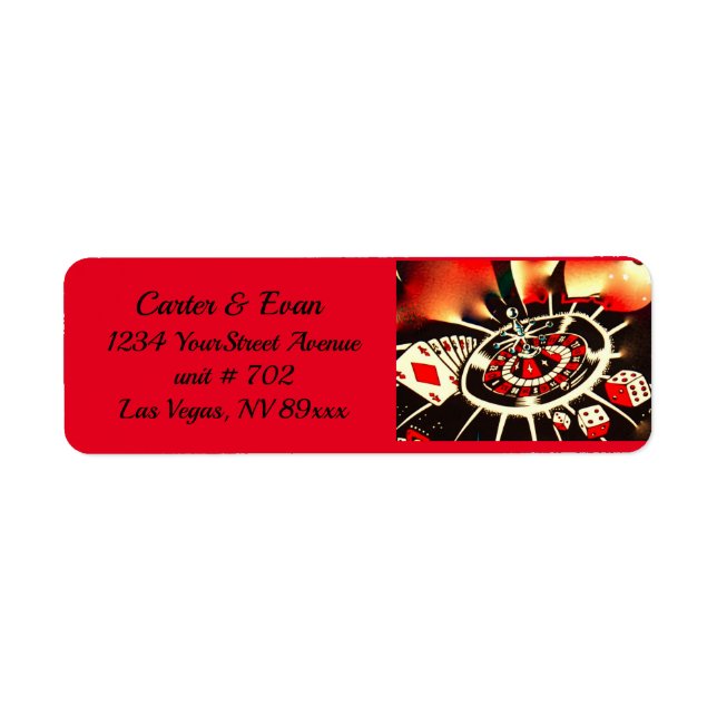 Etiqueta Casino Gambler Black, Dourado, Red (Frente)