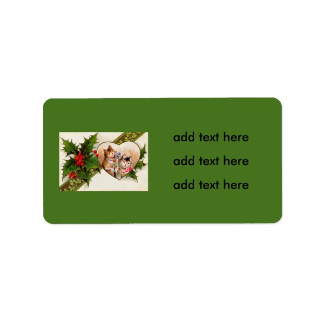 Etiqueta Cat Kitten Heart Shamrock Holly (Frente)