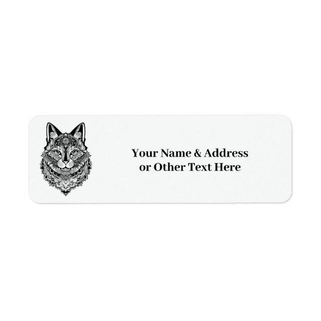Etiqueta Cat Ornamental de Texto Personalizado (Frente)