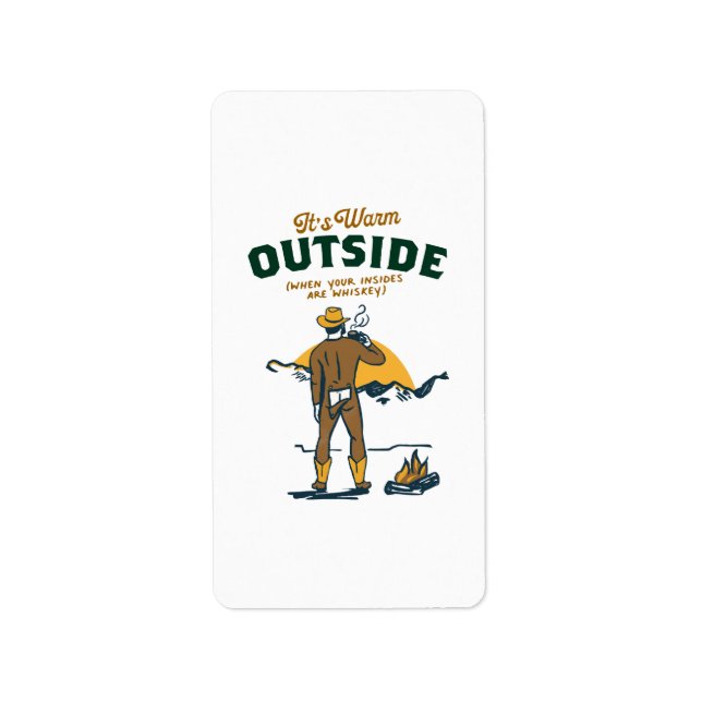 Etiqueta Caubói Engraçado Bebendo Uísque (Frente)