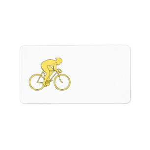 Etiqueta Cavaleiro da bicicleta no amarelo
