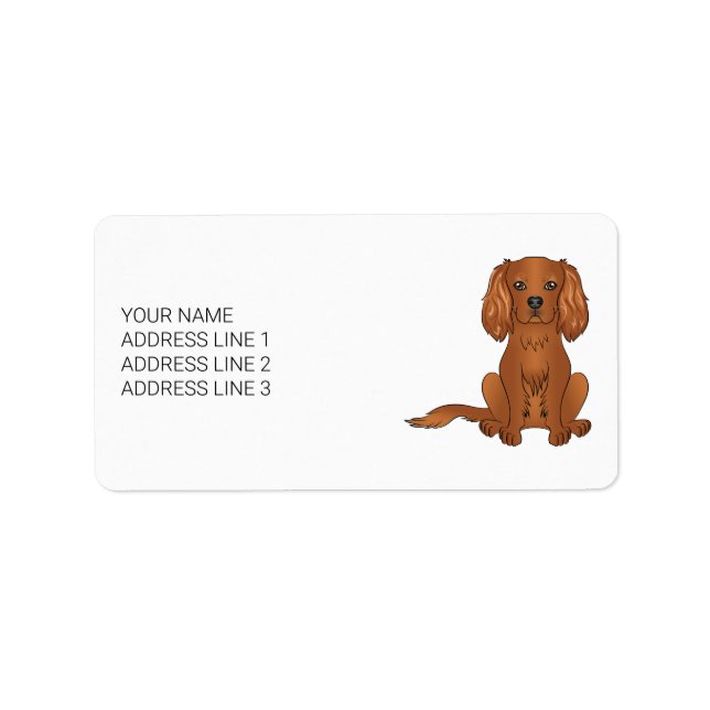 Etiqueta Cavalier King Charles Spaniel Rubi & Texto (Frente)