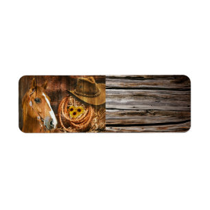 Etiqueta Cavalo Cowboy Chapéu Laço Girassol Conselho