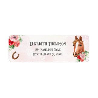 Etiqueta Cavalo de Aniversário Floral Rosa