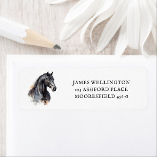 Etiqueta Cavalo de Aquarela Equestriana Elegante