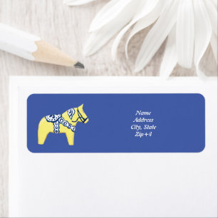 Etiqueta Cavalo de Dala Amarelo em Azul