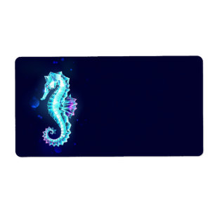 Etiqueta Cavalo de Gelo Cristal em Fundo Azul