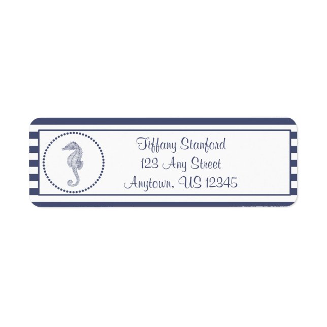 Etiqueta Cavalo de mar náutico | Personalizado (Frente)