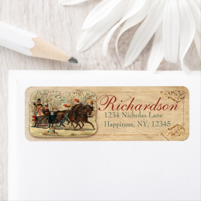 Etiqueta Cavalo e Amarelo Antiquado Vitoriano Velho (Insitu)