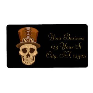 Etiqueta Caveira Steampunk em Top Hat Thunder_Cove