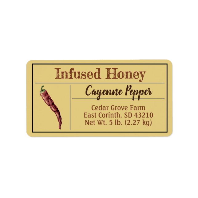 Etiqueta Cayenne Pepper Infusa Honey Amber Dourada (Frente)