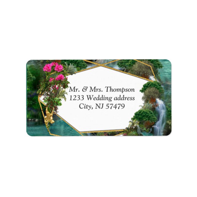 Etiqueta Celebração no lago da fantasia mágica (Frente)