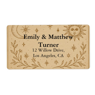 Etiqueta Celestial Wedding Sun e Moon Design