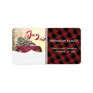 Etiqueta Cena de inverno caminhão vermelho Joy Holiday Labe