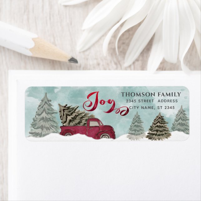 Etiqueta Cena de inverno Cena vermelha do caminhão Joy Holi (Insitu)
