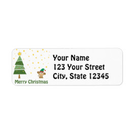 Etiqueta Cena de Natal do Macaco Elf