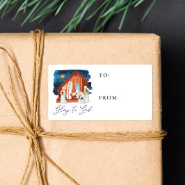 Etiqueta Cena de Natividade de Aquarela para Rótulo De